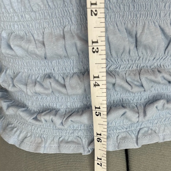 Madewell Smocked Tank Top Light Blue - Picture 3 of 7